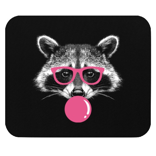 Raccoon Blows Bubblegum - Cute Bubblegum Raccoon Mouse Pads