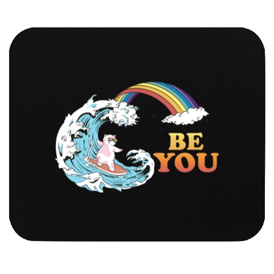 Cat Surfing with Trans LGBT Colors in the Mouse Pads