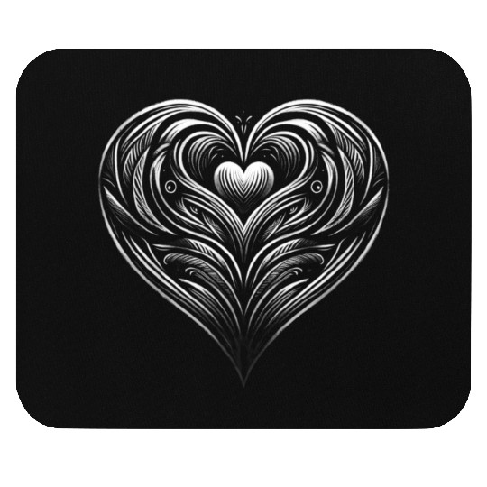 white heart Mouse Pads