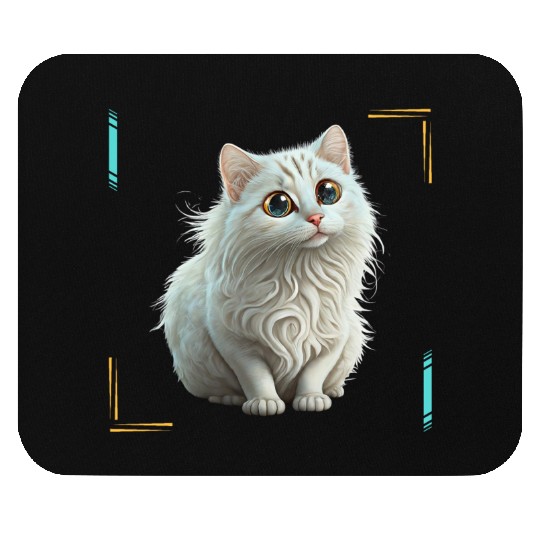 Cute White Cat Mouse Pads