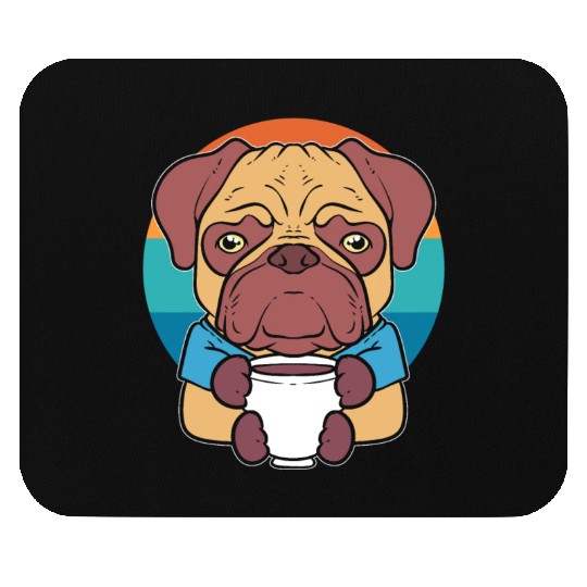Pug Drinking Coffee Dog Lover Mouse Pads