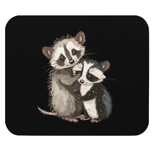 Opossum and raccoon Mouse Pads