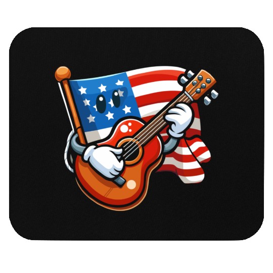 Guitar 4th July American Flag Mouse Pads