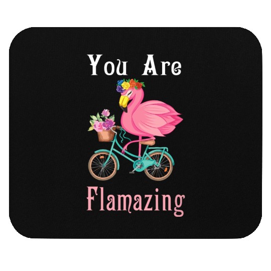 You Are Flamazing Flamingo Bicycle Flower Apparel Mouse Pads