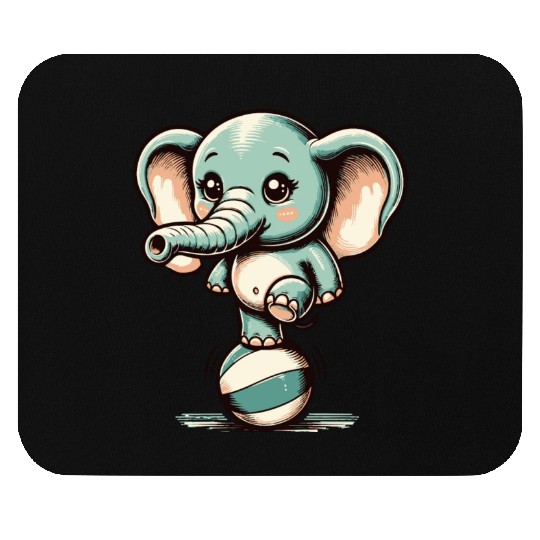 cute cartoon elephant on exercise ball Mouse Pads