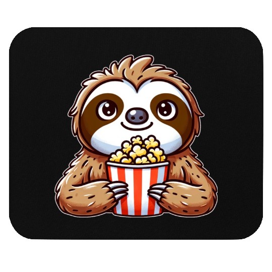 Funny sloth popcorn cinema movie Mouse Pads