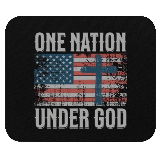 One Nation Under God Retro US Flag Christian Cross Mouse Pads