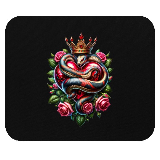 Royal Snake and Roses Heart Mouse Pads