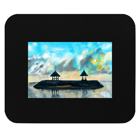 Peaceful sunset on beach scene with acrylic Mouse Pads