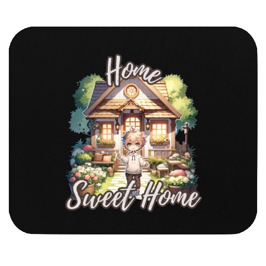 Home Sweet Home House Cabinand Person Waving 1 Mouse Pads