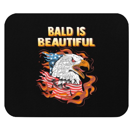 Bald Is Beautiful US Flag Eagle 4th Of July Funny Mouse Pads