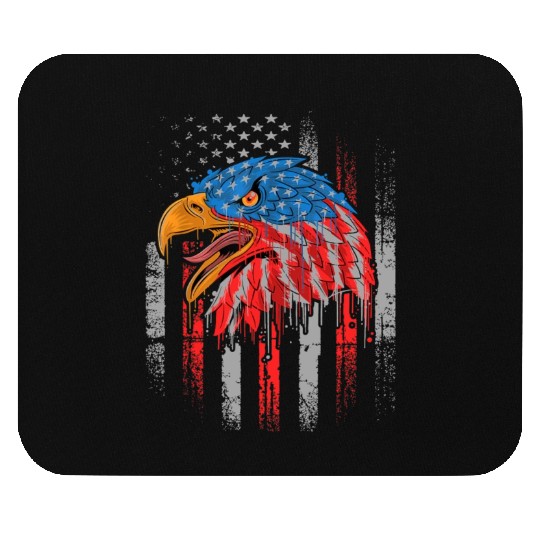 Retro US Flag Funny 4th July Bald Eagle Patriotic Mouse Pads