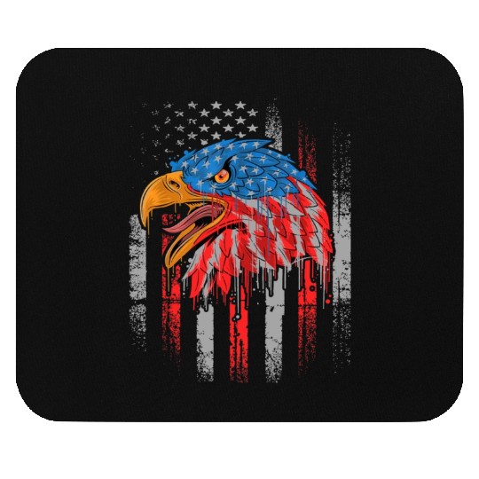 Retro US Flag Funny 4th July Bald Eagle Patriotic Mouse Pads