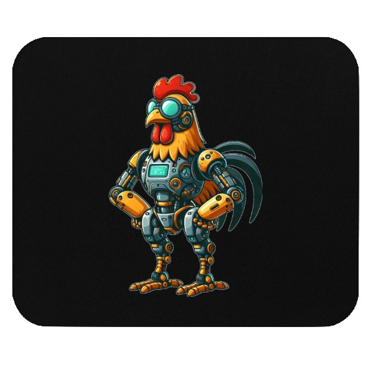 Robot chicken rooster hen cyborg mechanical design Mouse Pads