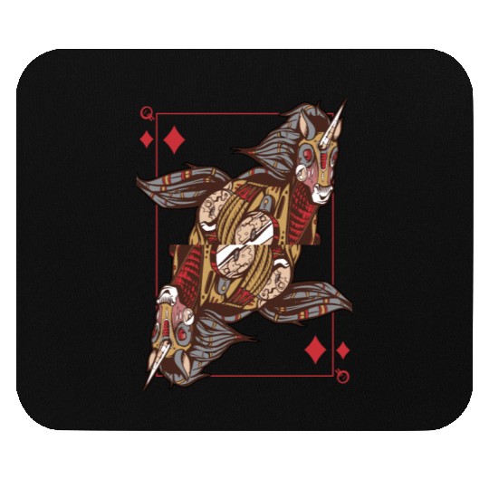 Unicorn steampunk card game Queen of Diamonds Poke Mouse Pads