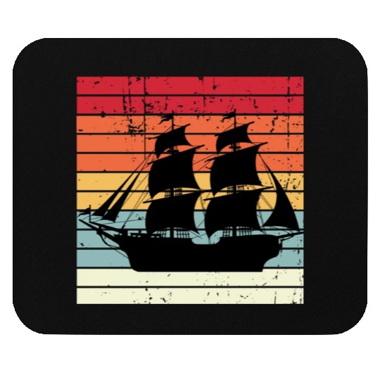 Vintage Retro Sun Set Pirate Ship Mouse Pads