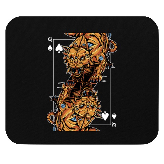 Tiger Steampunk Card Game Queen of Spades Poker Mouse Pads
