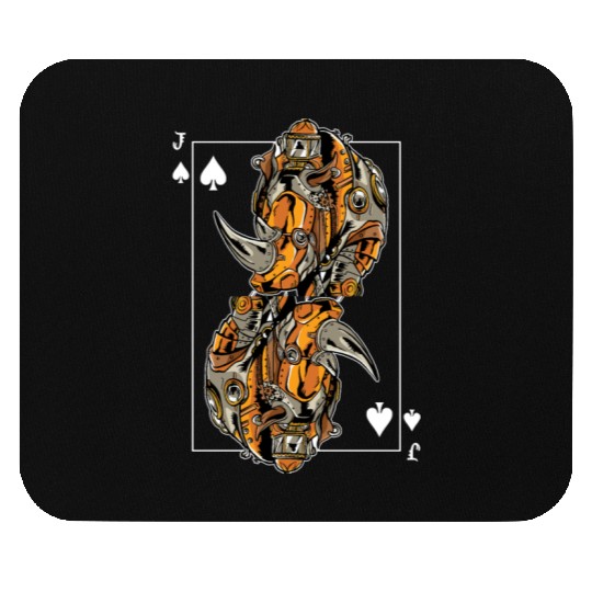 Rhinoceros Steampunk Card Game Jack of Spades Mouse Pads