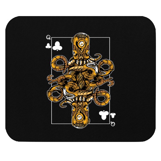 Octopus Steampunk Card Game Queen of Clubs Poker Mouse Pads