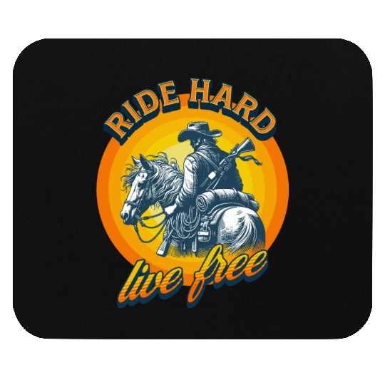 Western American Cowboy Retro Vintage Sunset Mouse Pads