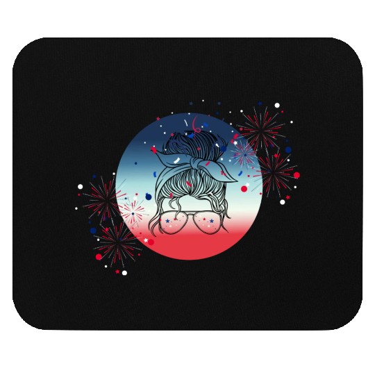 4th Of July Fireworks Messy Bun Mouse Pads
