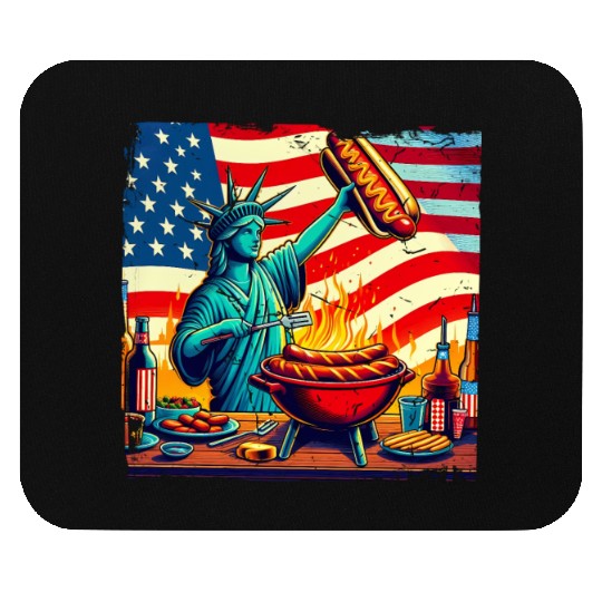 Nostalgic American BBQ Design Lady Liberty BBQ Mouse Pads