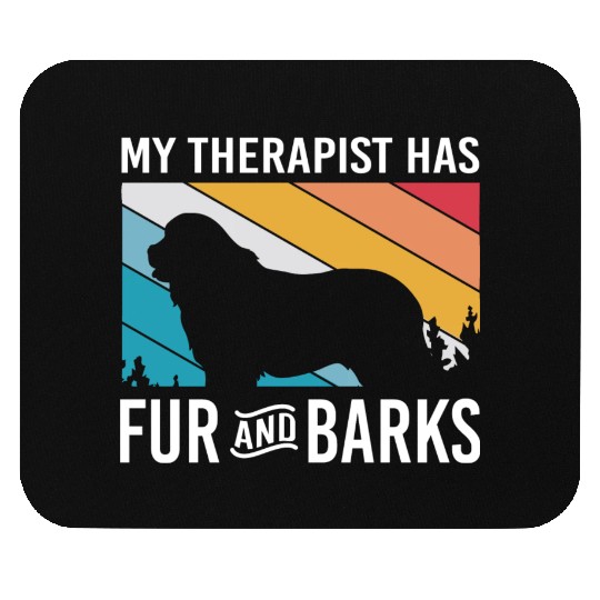 My Therapist Has Fur And Barks Retro Therapy Dog Mouse Pads