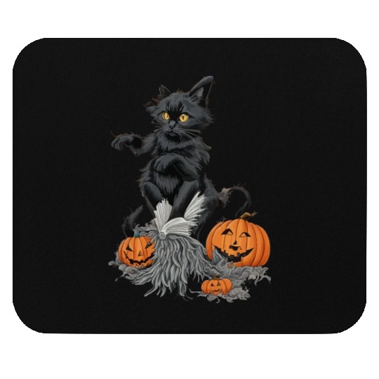 Witchy Black Cat Mouse Pads