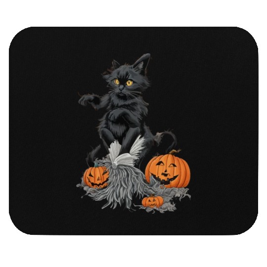 Witchy Black Cat Mouse Pads