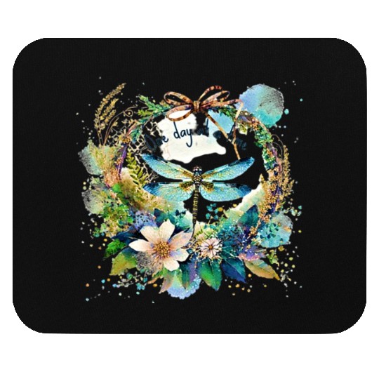 One day at a time dragonfly floral Mouse Pads