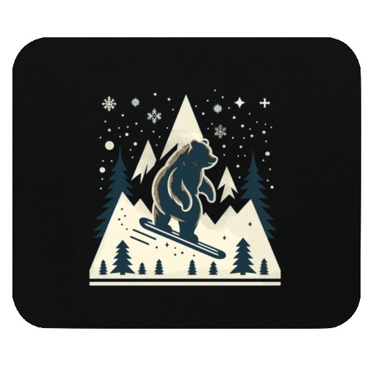 Skiing Grizzly Mouse Pads