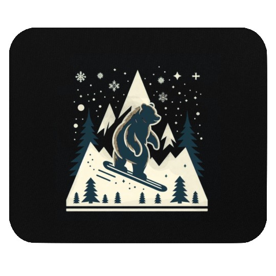 Skiing Grizzly Mouse Pads