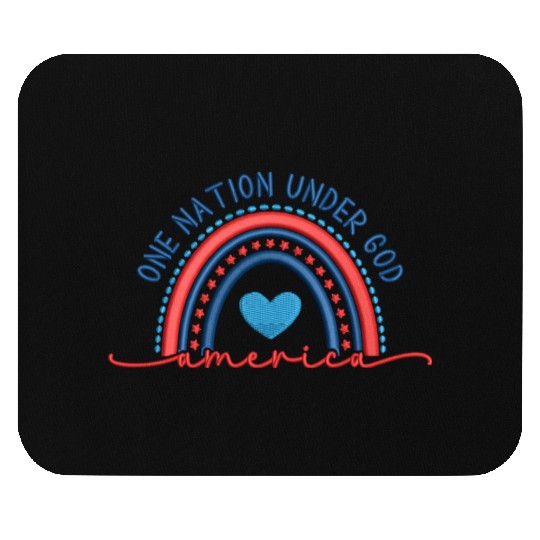 One Nation Under God Rainbow Embroidery Effect Mouse Pads