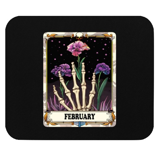 February Gothic Tarot Card - Violet Flower & Skele Mouse Pads
