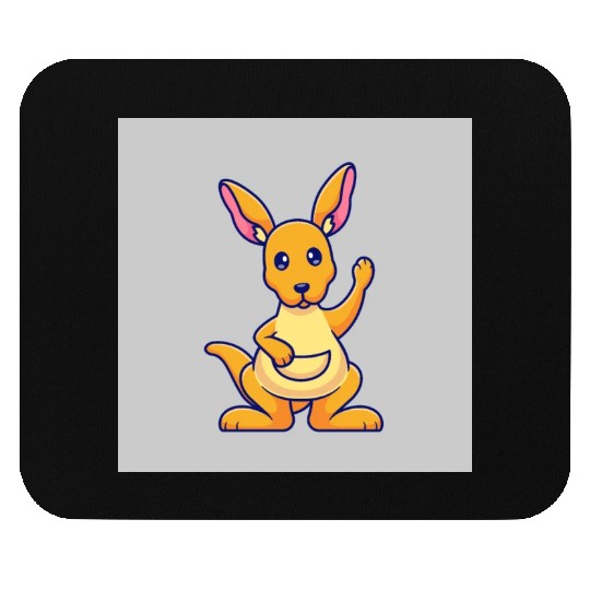 Cute Kangaroo Waving Hand: Cartoon Vector Icon Ill Mouse Pads