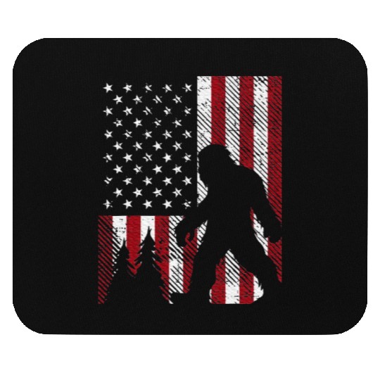 4th July Bigfoot Sasquatch US Flag Patriotic Mouse Pads