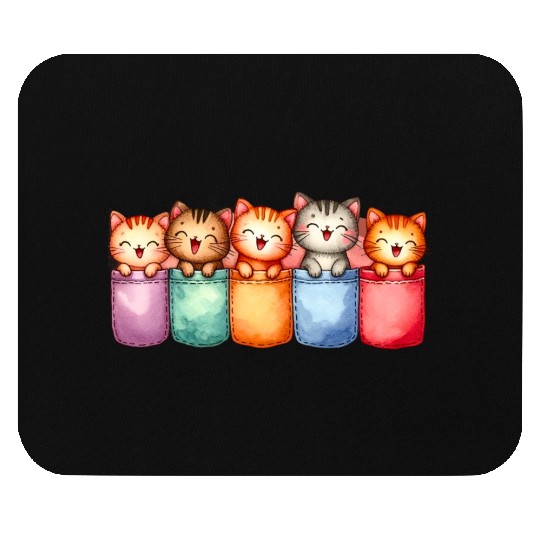 Kittens in colorful pockets Mouse Pads