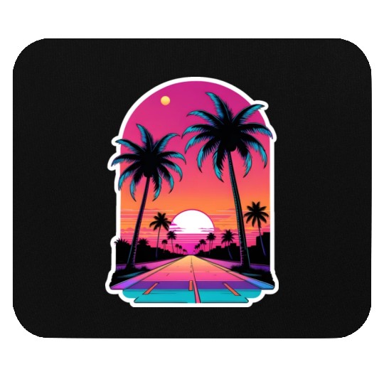 Miami Road into the Sunset 80s Synthwave Retro Mouse Pads