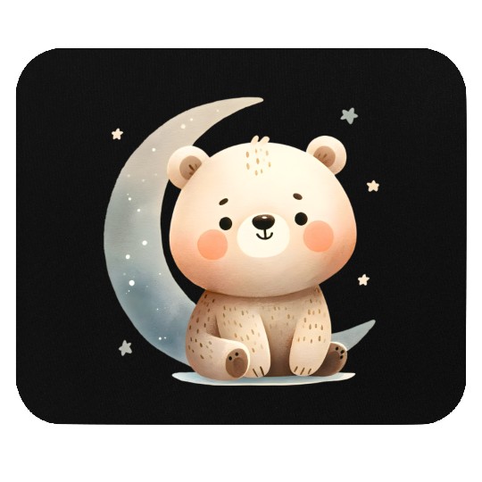 Little bear on the moon Mouse Pads