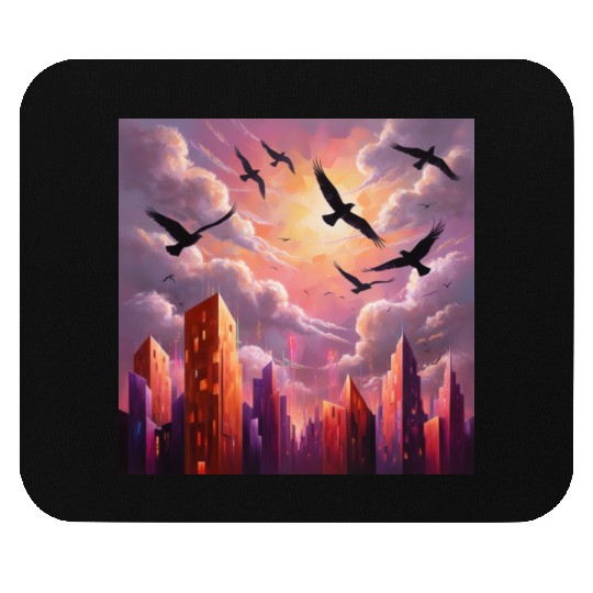 Geometric Twilight City Mouse Pads