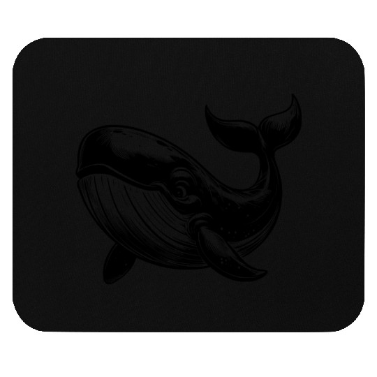 Huge Smiling Blue Whale With Tail Fin Mouse Pads