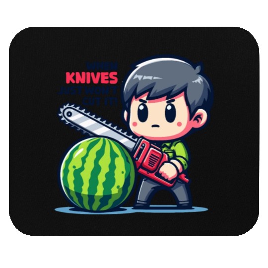 Cutting Watermelon - Melon Chainsaw Mouse Pads