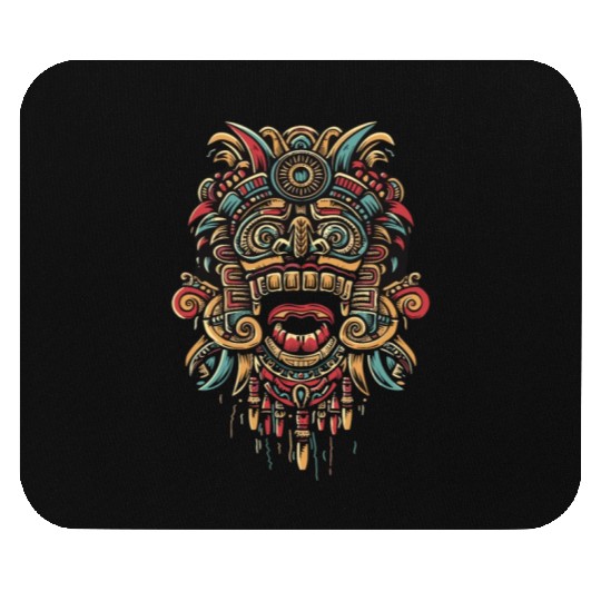 Aztec God Ancient Mythology Tonatiuh Warrior Mask Mouse Pads