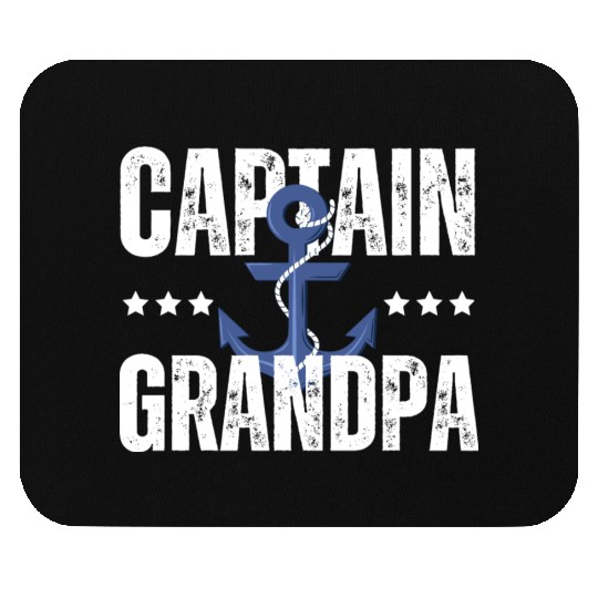 Captain Grandpa with anchor Cruise Captain Boating Mouse Pads