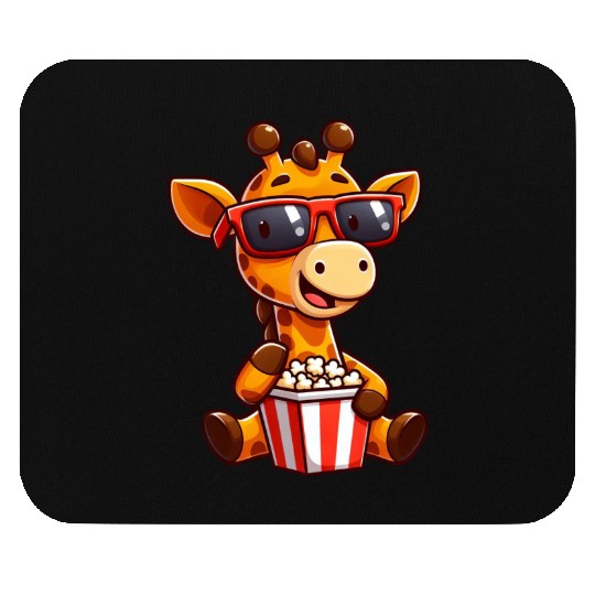 Cool giraffe popcorn cinema movie film lover Mouse Pads