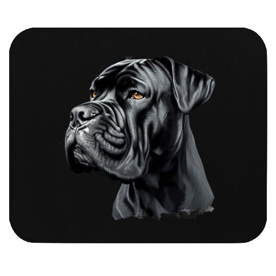 Black Cane Corso Dog Art Mouse Pads, Realistic Dog
