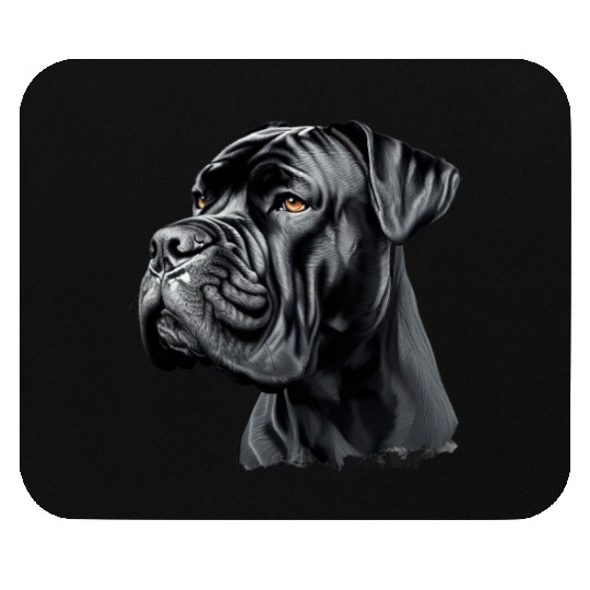 Black Cane Corso Dog Art Mouse Pads, Realistic Dog