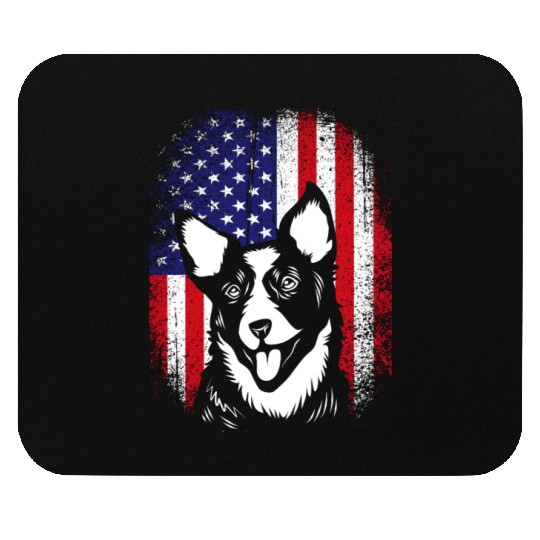 4th Of July US Flag Cute Australian Cattle Dog Mouse Pads