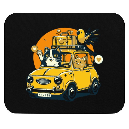 Road Trip by Car : Life's Better with Cat Friends Mouse Pads