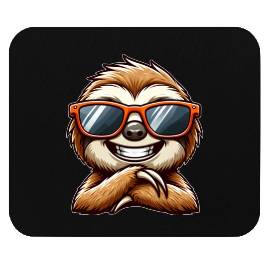 Cool sloth sunglasses summer cartoon animal Mouse Pads